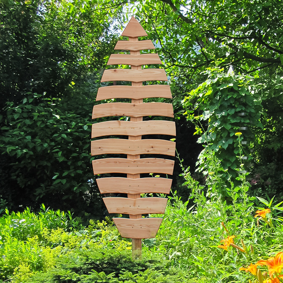 Rankgitter Blatt basilium, 199x68 cm, Lärchenholz, natur