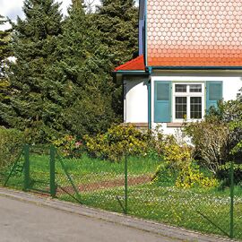 Maschendrahtzaun als Zaun-Komplettset, mit Einschlagbodenhülse , grün , Höhe 80 cm , Länge 15 m. inkl. GRATIS Kniekissen 