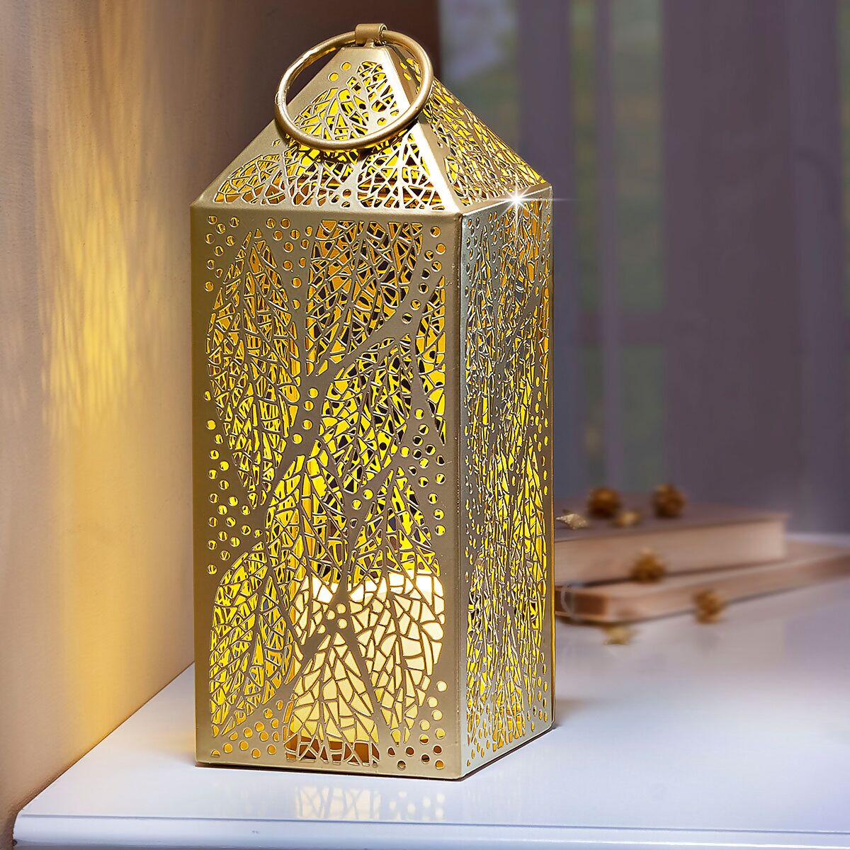 Laterne Goldschimmer mit LED-Echtwachskerze online Gärtner Pötschke bei kaufen