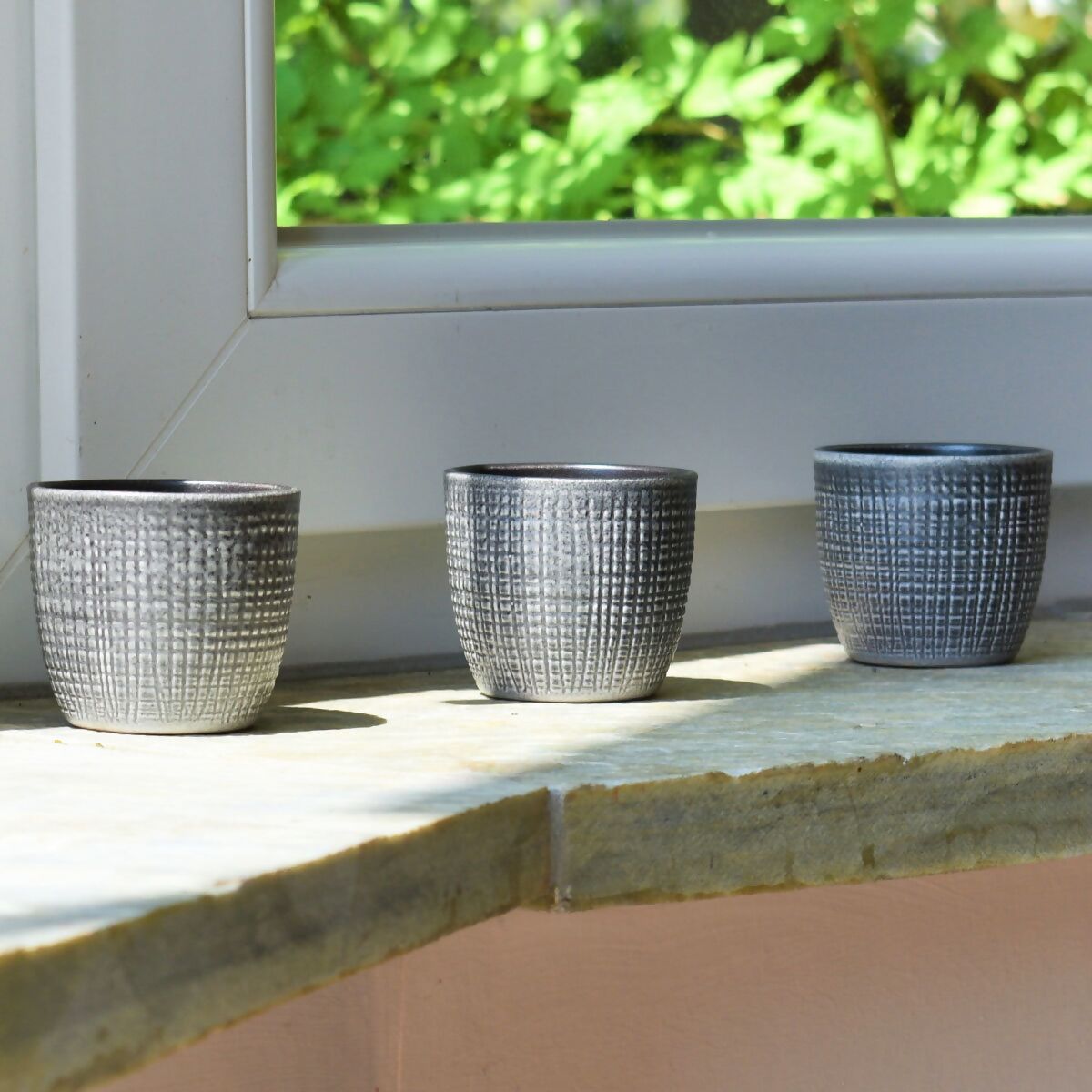 online bei kaufen 6cm, Pötschke Keramik-Übertöpfe 3er-Set Grau Gärtner